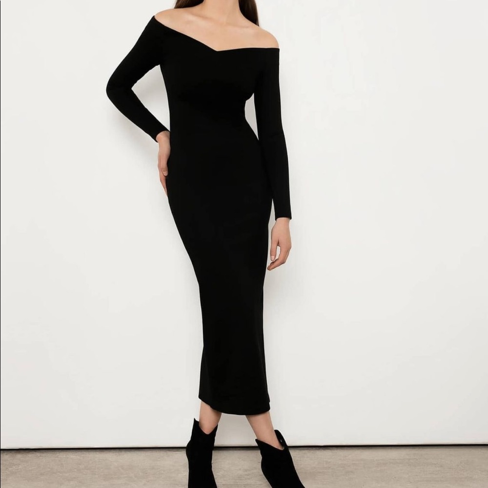 Black midi dress European brand Overtheseadress